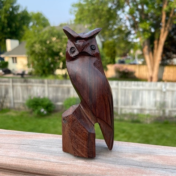 Unbranded Other - Vintage Ironwood Hand Carved Wooden Owl Bird  Figurine Sculpture 6” MCM Decor